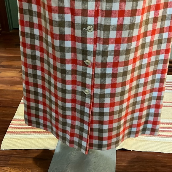 EUC VTG Young Pendleton Wool orange plaid button up maxi skirt Sz 11/12 - Picture 4 of 12